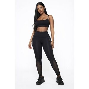 Victoria Sport Knockout Black Mesh Panel Leggings Womens Size M
